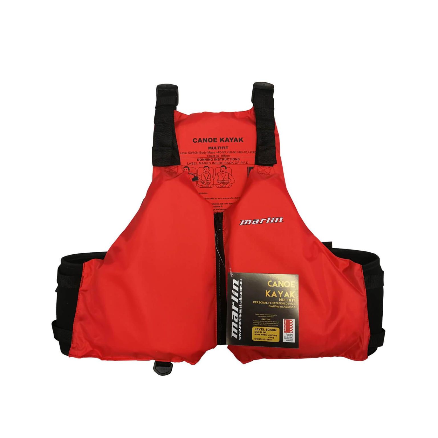 Marlin Kayak Canoe Multi Fit PFD Life Vest Red | KayakWest | Kayak ...